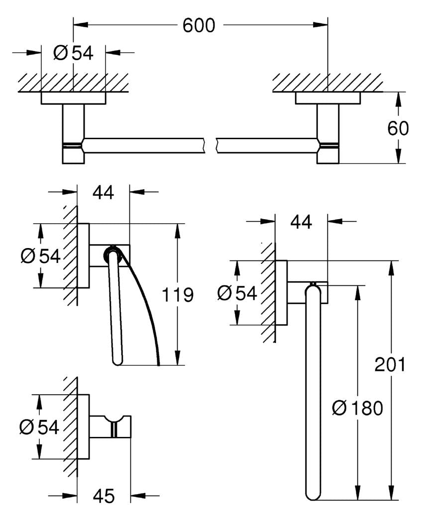 Set accesorii baie 4 in 1 Grohe Essentials-40776001