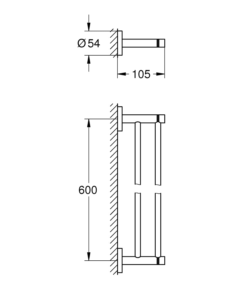 Suport prosop Grohe Essentials, 654 mm, 2 suporti, montare pe perete,  hard graphite - 40802A01