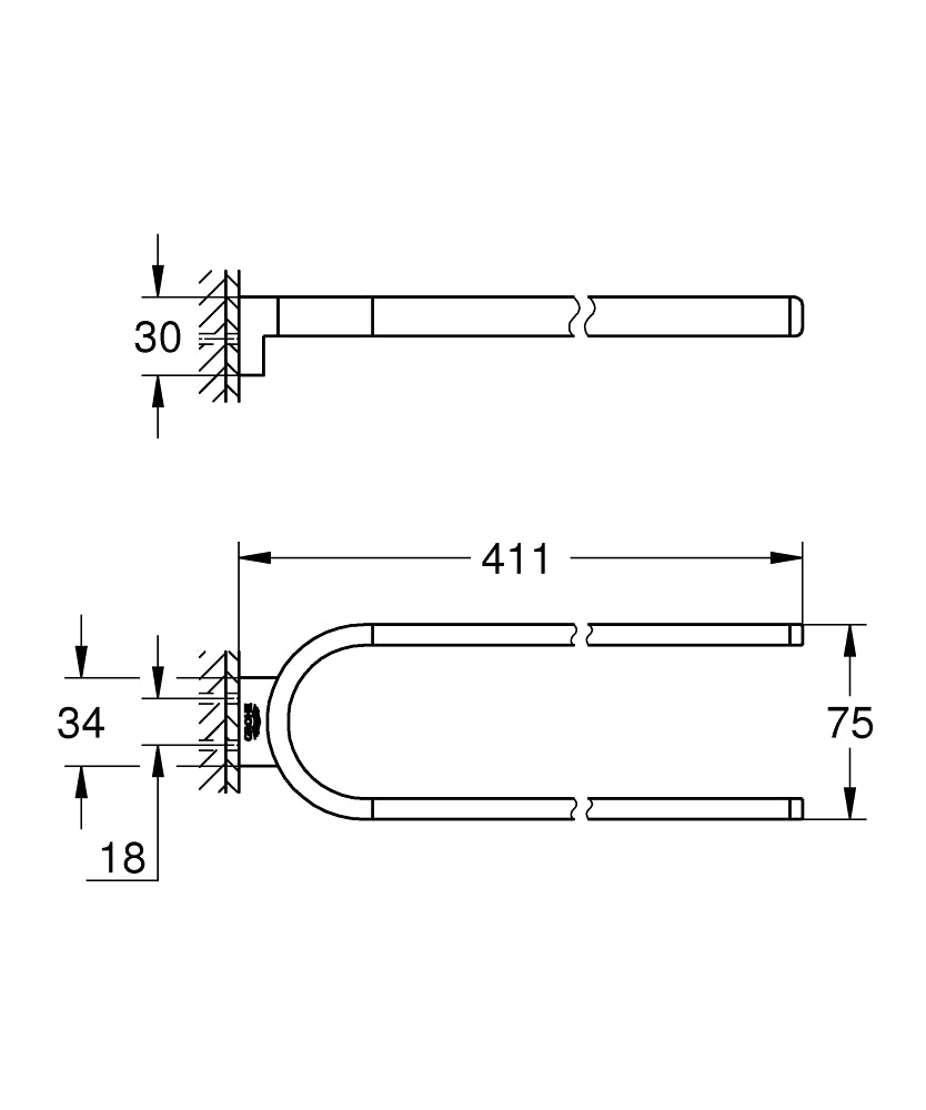 Suport prosop Grohe Selection, 360 mm, montare pe perete, brushed hard graphite - 41059AL0