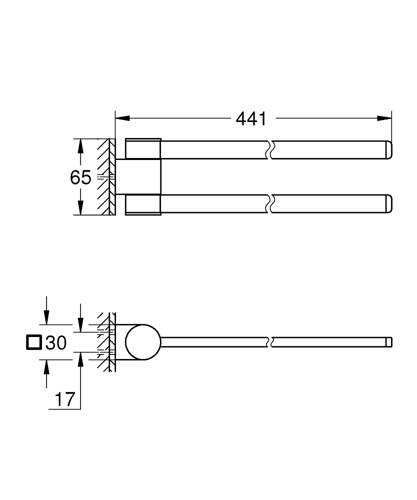 Suport prosop Grohe Selection, pivoteaza, hard graphite - 41063A00