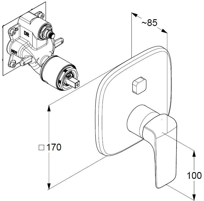 Baterie cada Kludi Ameo, montaj incastrat, necesita corp ingropat, crom- 416590575