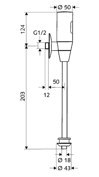 Robinet de spălare pisoar SCHELL,  cu senzor SCHELLTRONIC, DN 15, crom - 011130