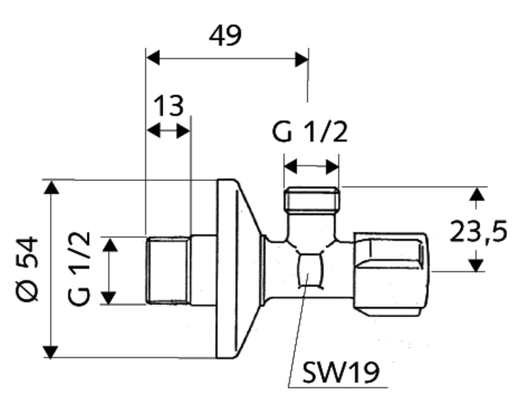 Robinet colțar de reglaj SCHELL COMFORT, crom - 052170