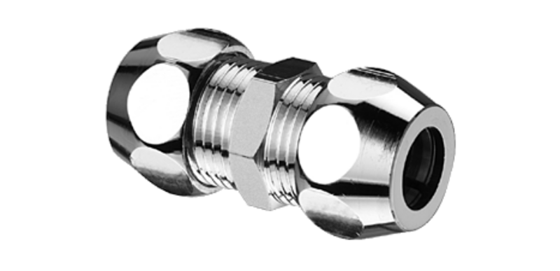 Racord dublu cu compresie cu inel, crom - 064380