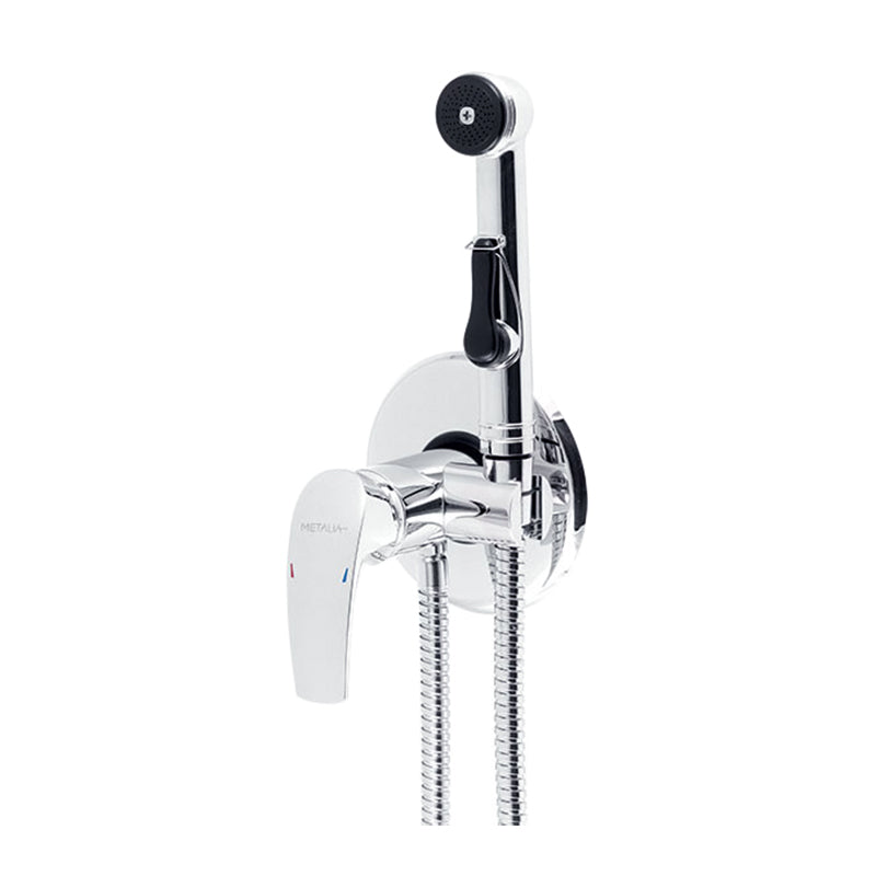 Set de dus igienic cu baterie incastrata Ferro Metalia 57, crom - 57211