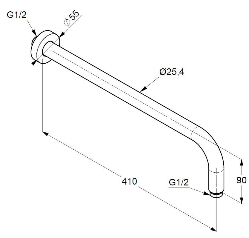Brat de dus Kludi A-QA 400 mm, negru mat - 6651439-00