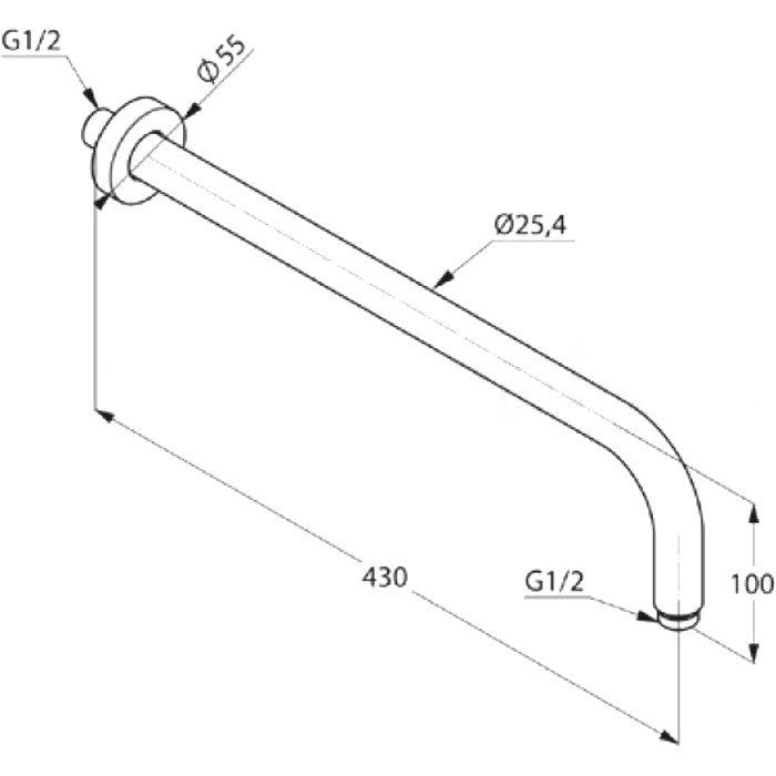 Brat de dus Kludi A-QA, 400 mm , negru mat - 6651487-00