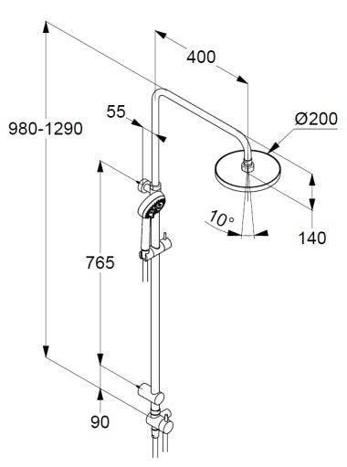 Coloana de dus Kludi Logo 200 fara baterie de dus, crom - 6809305-00