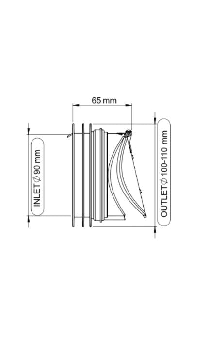 Clapetă sens Wirqiun Essentiels pentru racord WC, funcție antirozătoare D 100/110 mm - 70950174