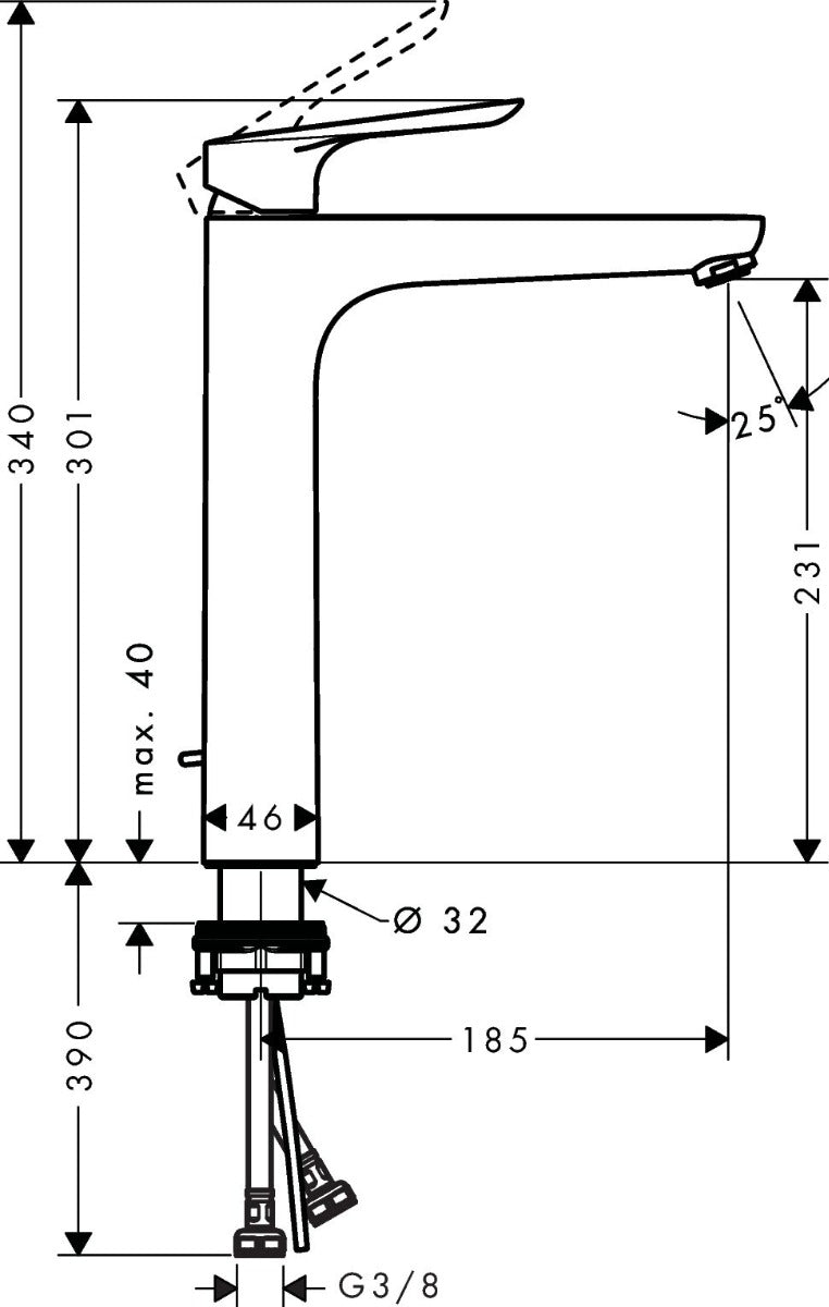 Baterie lavoar Hansgrohe Logis E 230, crom - 71162000