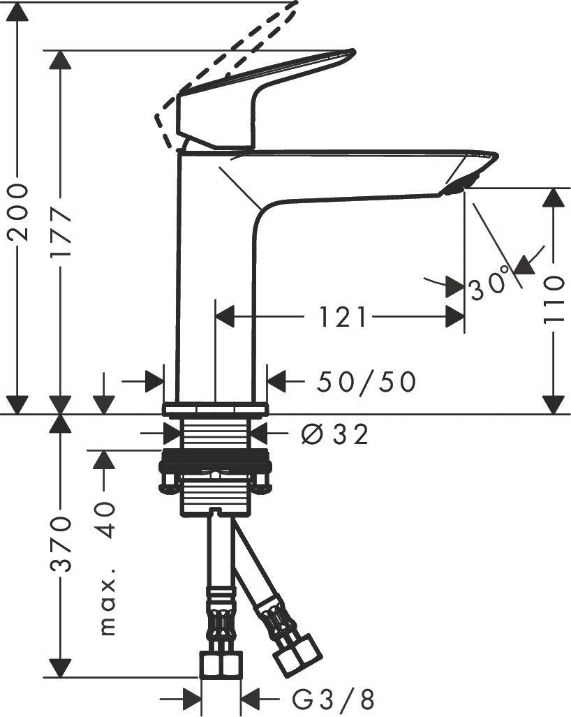 Baterie lavoar Hansgrohe Logis 110 Fine, push-open, crom - 71252000