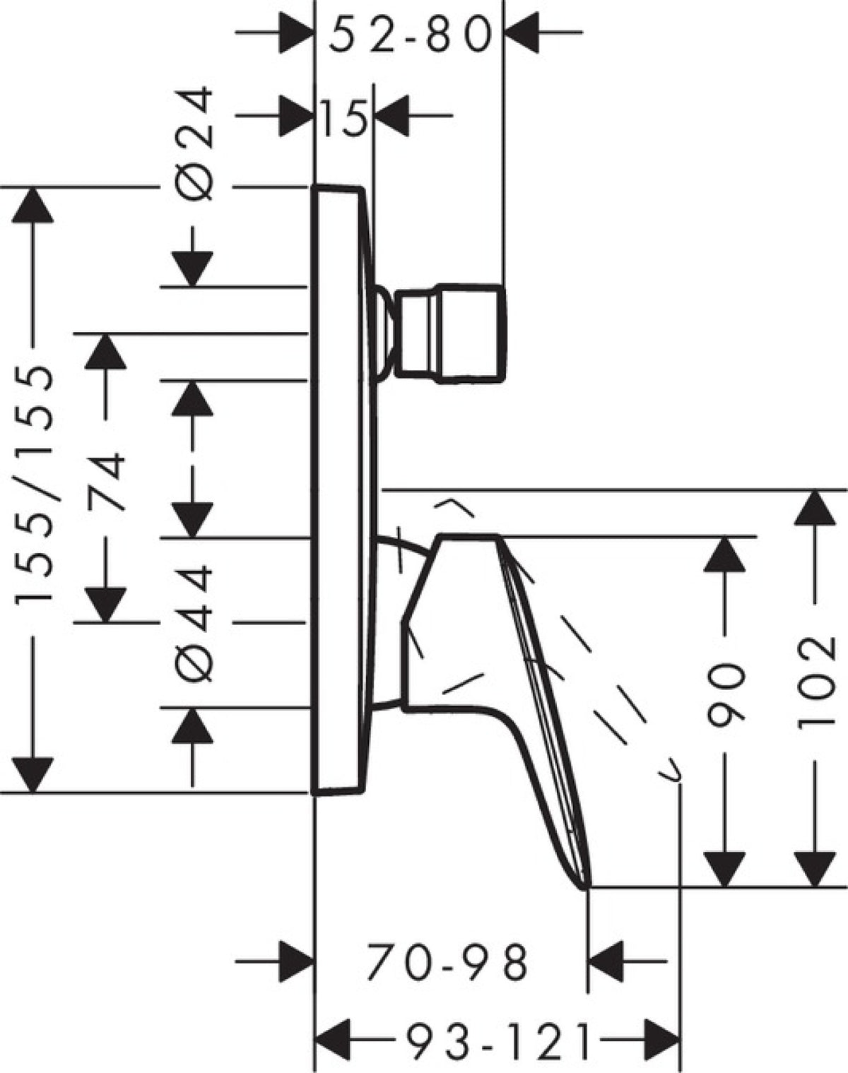 Baterie cada Hansgrohe Logis pentru montaj incastrat-71405000