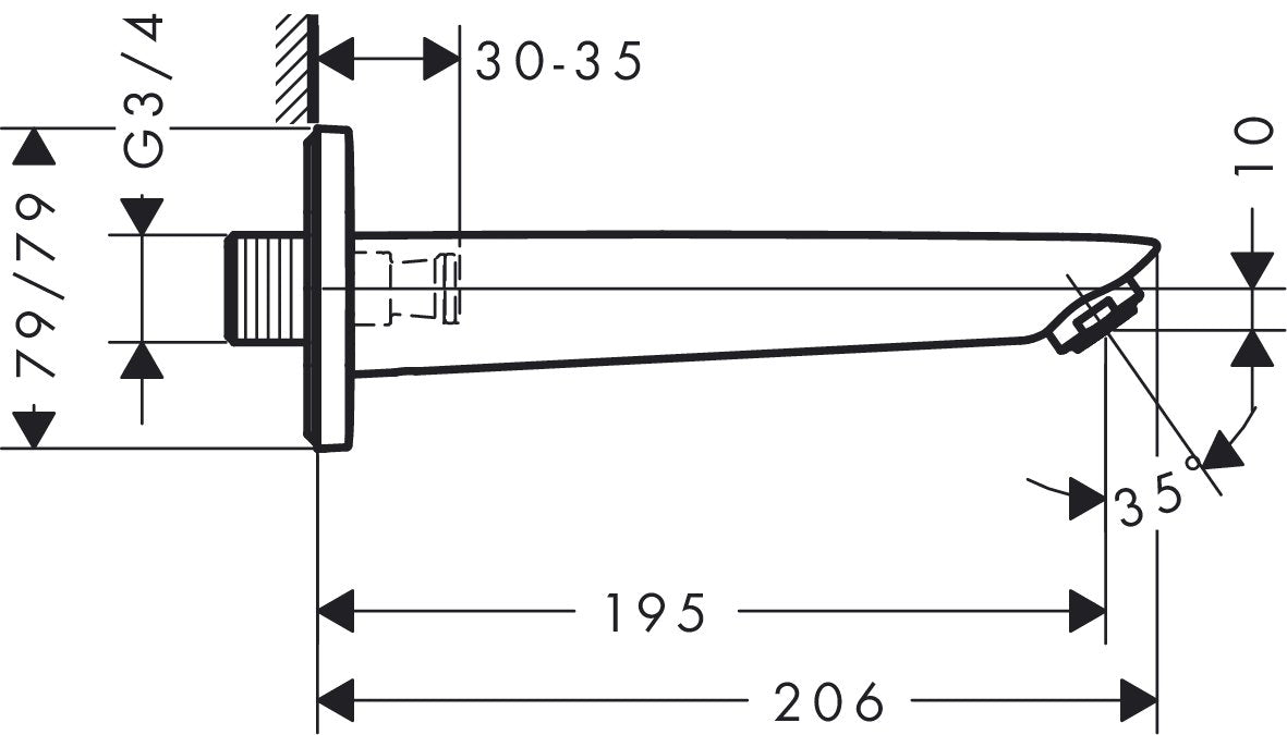 Pipa cada Hansgrohe Logis montaj incastrat, crom - 71410000