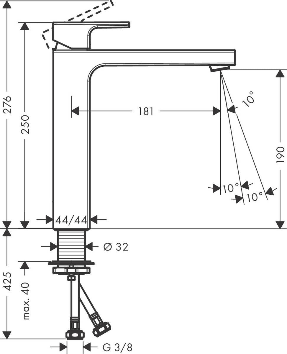 Baterie lavoar Hansgrohe Vernis Shape 190, crom - 71591000