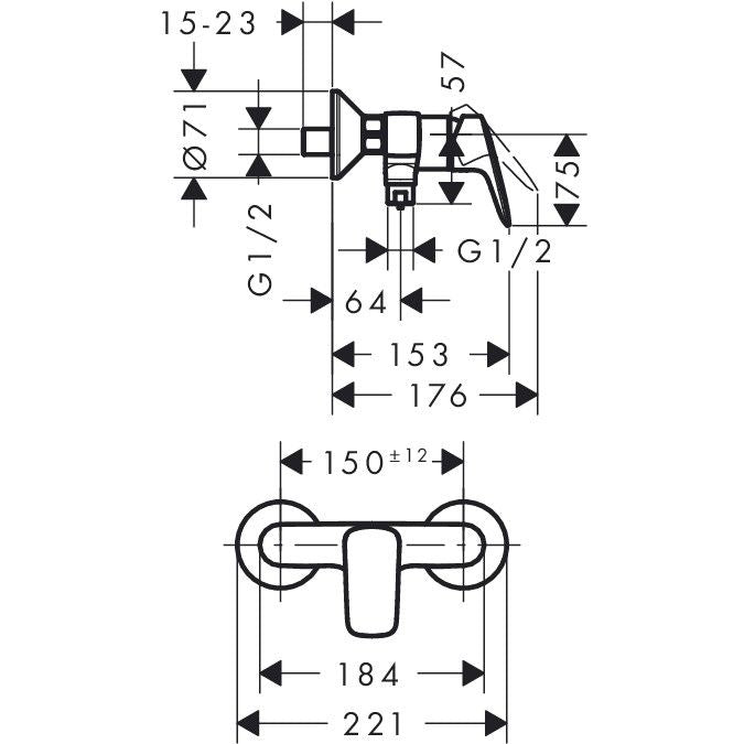 Baterie baie dus Hansgrohe Logis-71600000