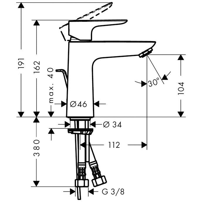 Baterie lavoar Hansgrohe Talis E 110, ventil pop-up, crom - 71710000