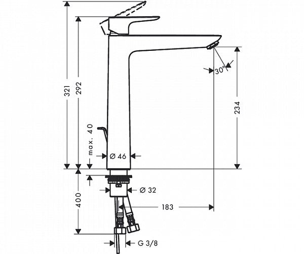 Baterie lavoar Hansgrohe Talis E 240, ventil pop-up, crom - 71716000