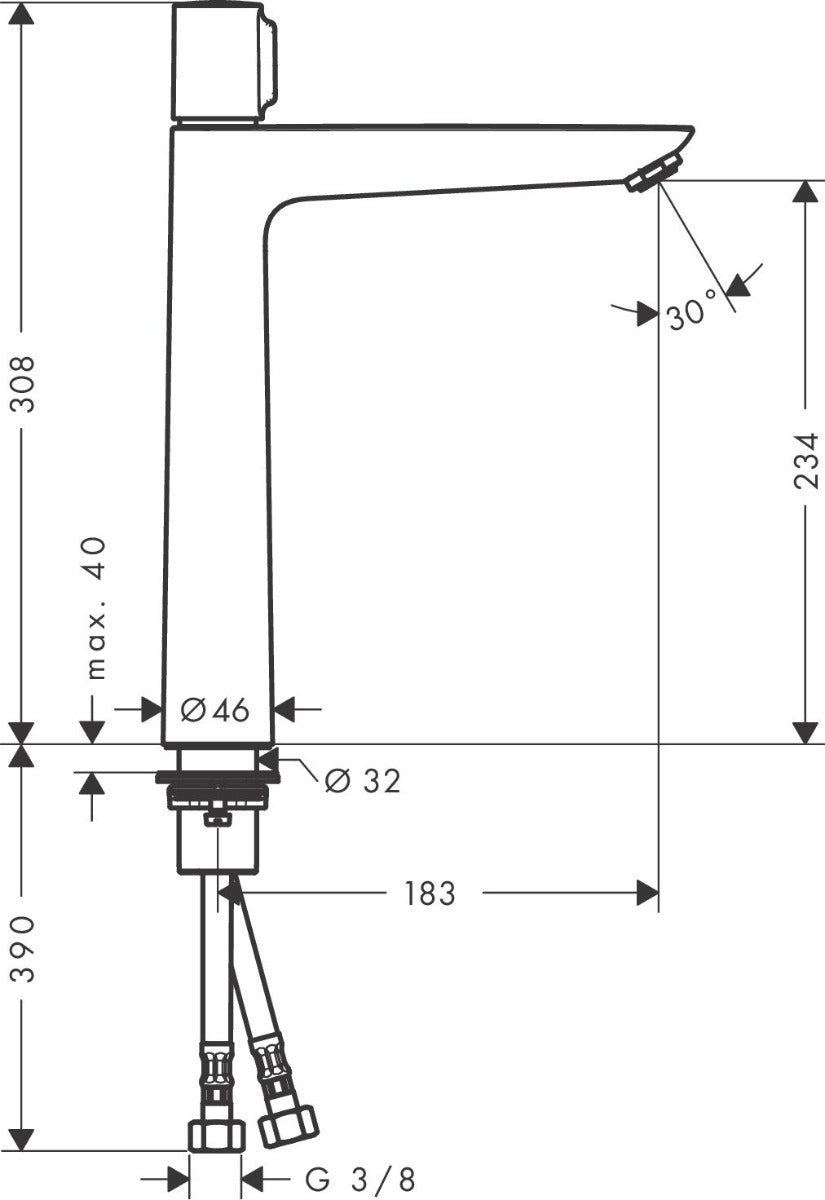 Baterie lavoar Hansgrohe Talis Select E 240, fara ventil, crom - 71753000