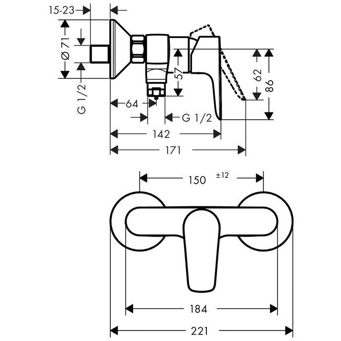 Baterie dus Hansgrohe Talis E, crom - 71760000