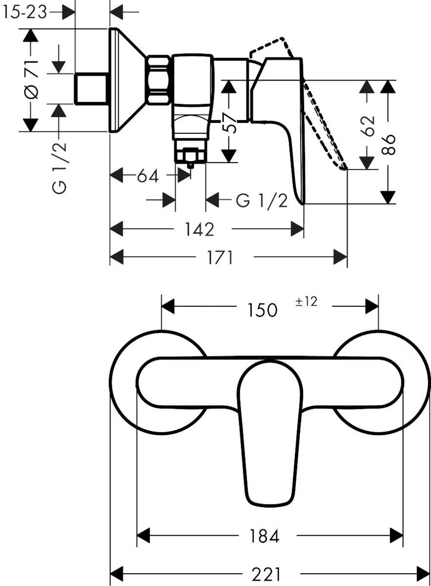 Baterie dus Hansgrohe Talis E, negru mat - 71760670