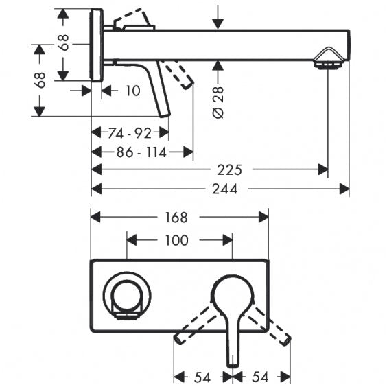 Baterie lavoar Hansgrohe Talis S cu pipa 225 mm, crom - 72111000