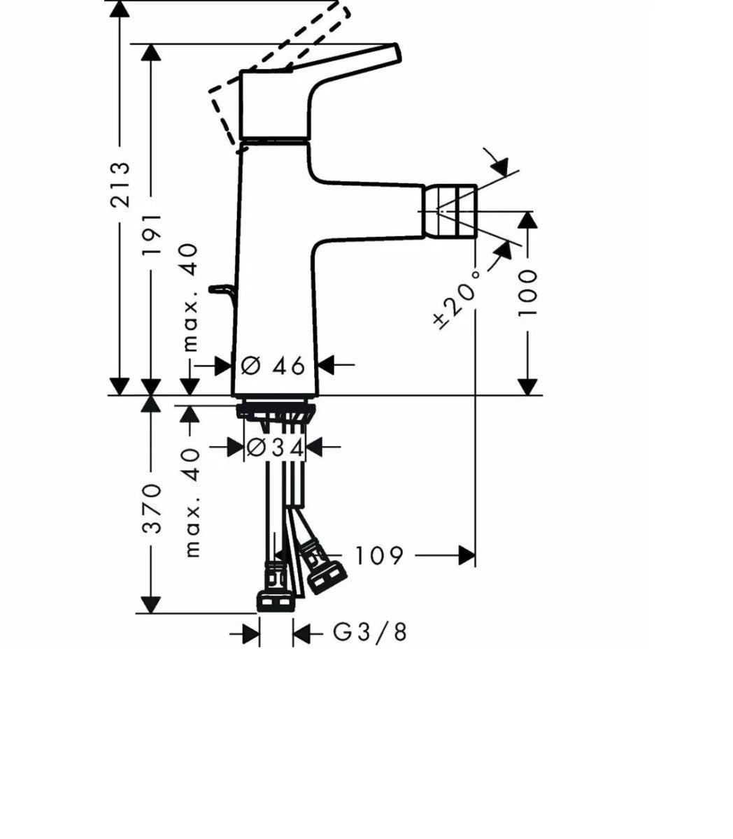 Baterie bideu Hansgrohe Talis S, crom - 72200000