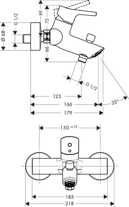 Baterie cada Hansgrohe Talis S, crom - 72400000