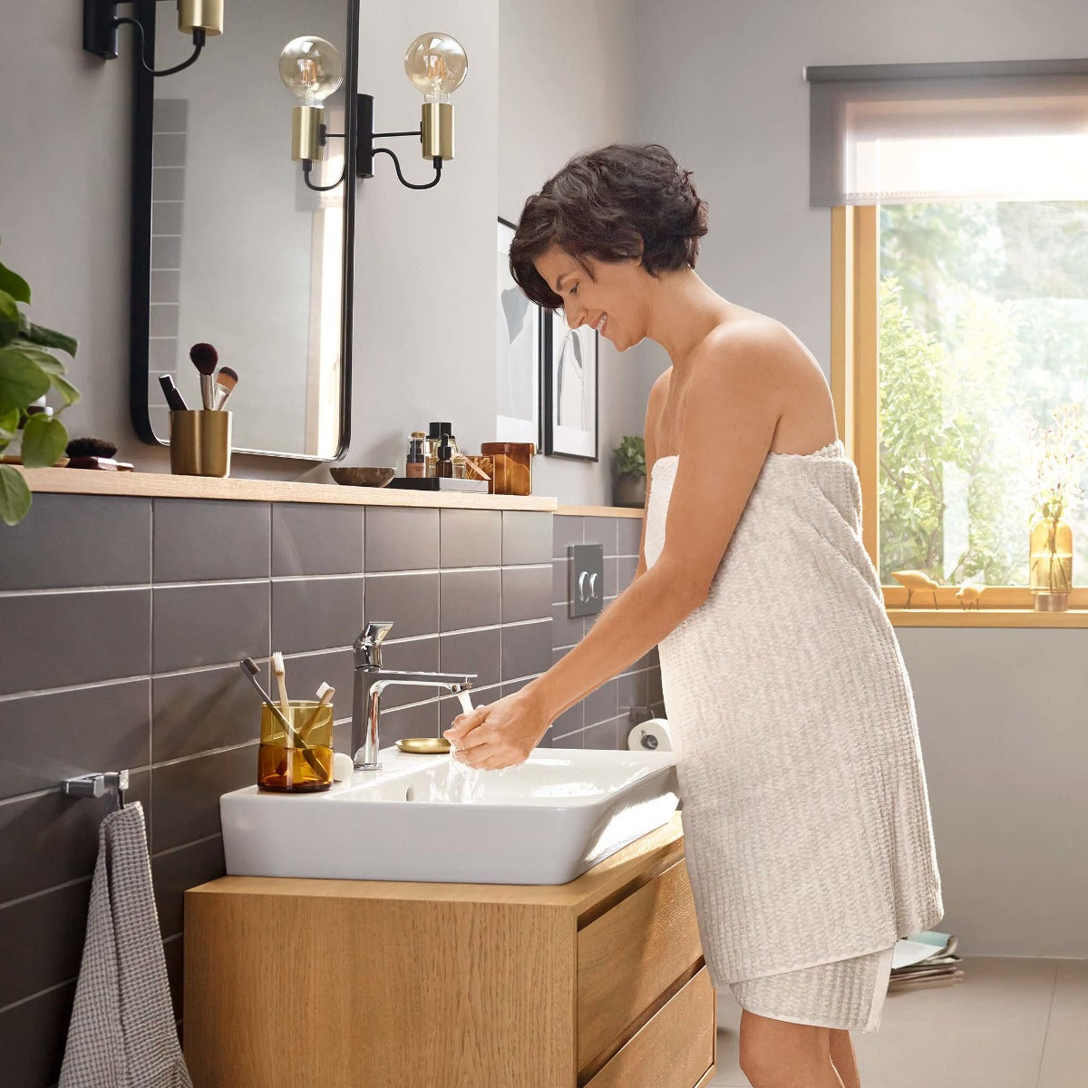 Baterie lavoar Hansgrohe Rebris E 110 cool start, ventil pop-up, crom - 72559000