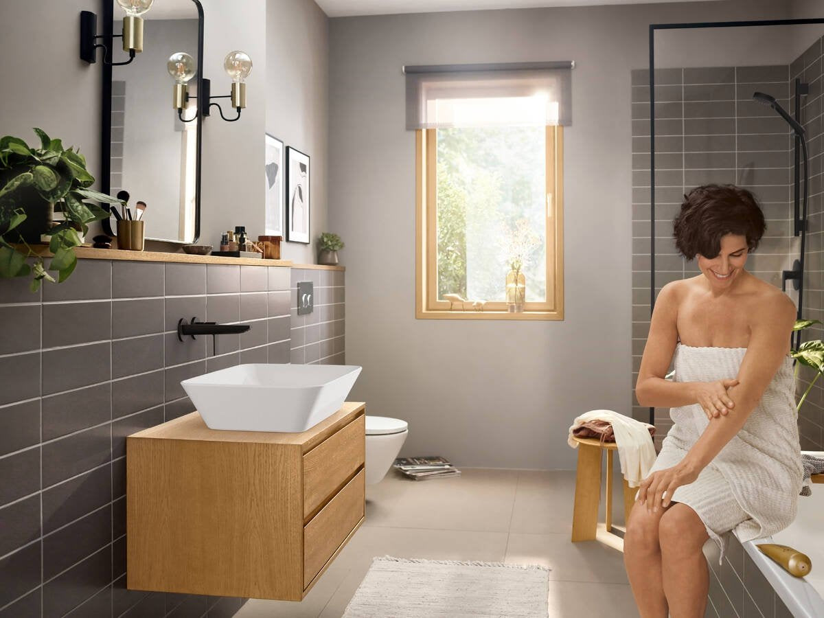 Baterie lavoar incastrata Hansgrohe Rebris E, pipa 200 mm, negru mat - 72568670