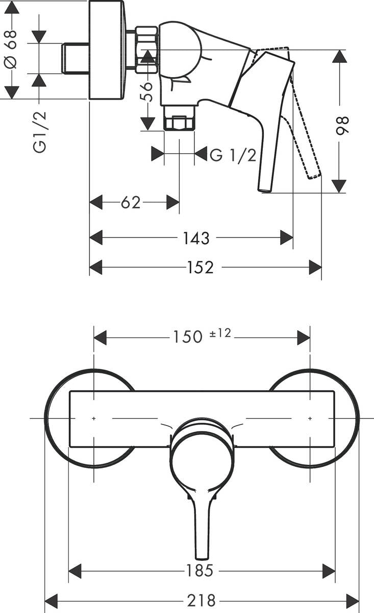 Baterie dus Hansgrohe Talis S, crom- 72600000