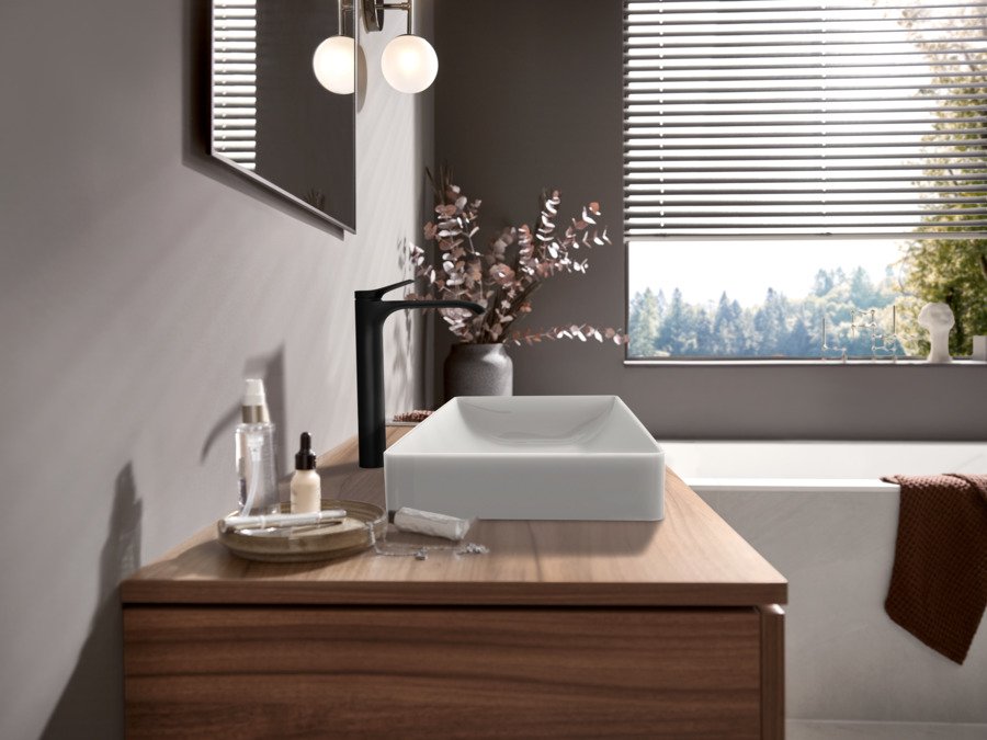 Baterie lavoar Hansgrohe Vivenis 250, lavoare tip bol, negru mat - 75042670