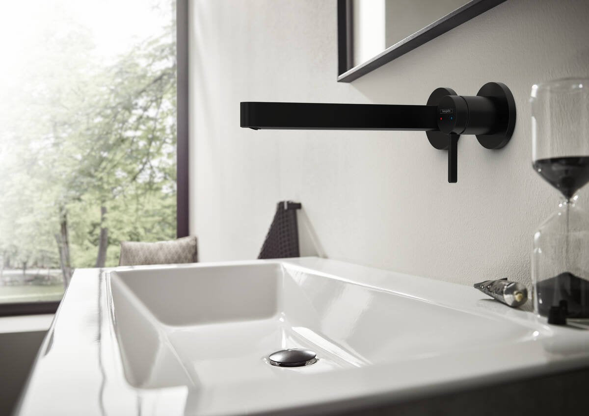 Baterie lavoar Hansgrohe Finoris cu pipa 228mm, montaj incastrat, negru mat - 76050670