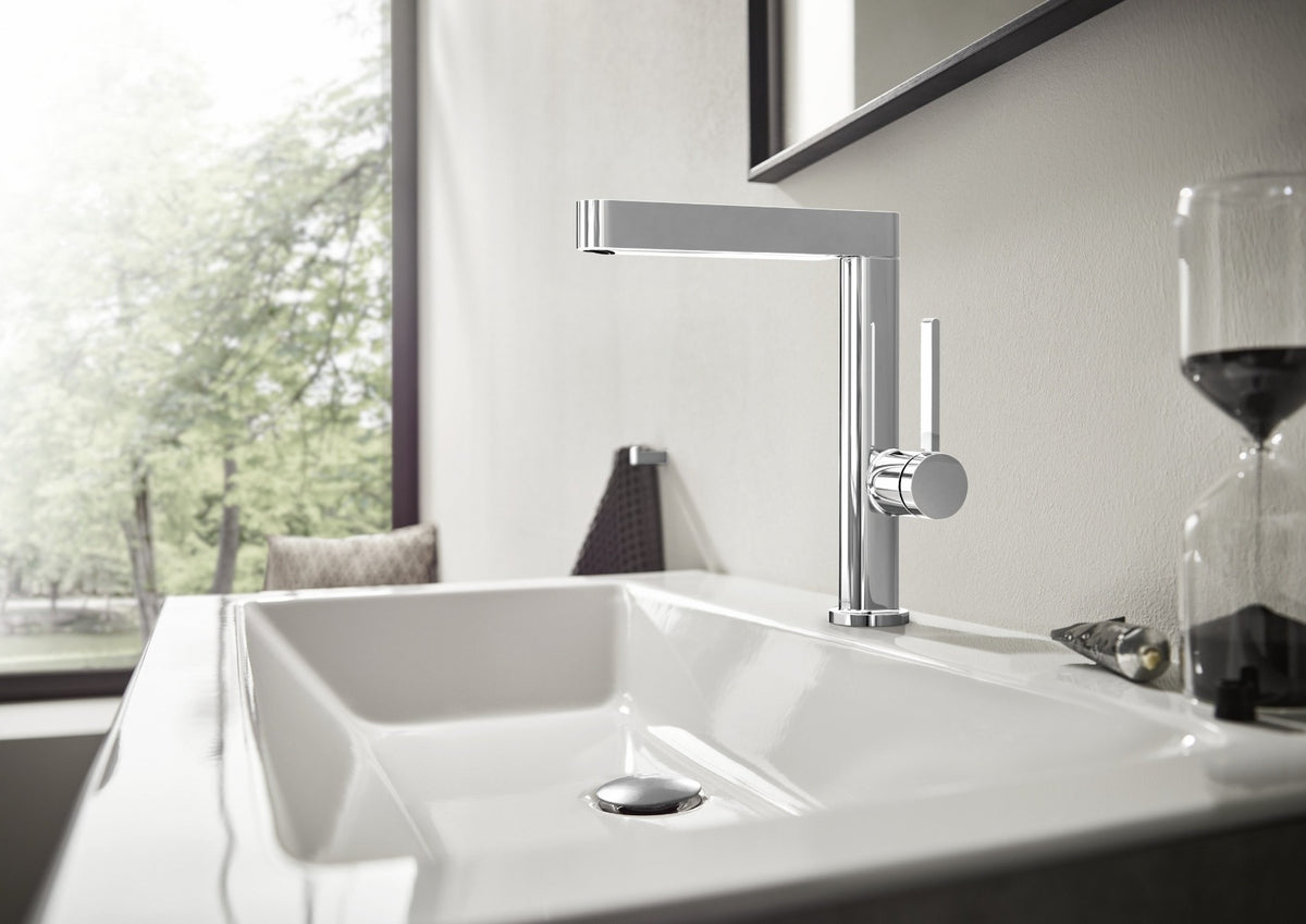 Baterie lavoar Hansgrohe Finoris 230 cu pipa rotativa, ventil push-open, crom - 76060000