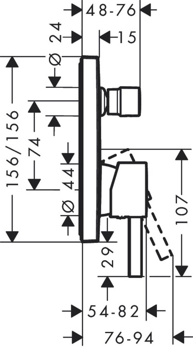 Baterie cada Hansgrohe Finoris, montaj incastrat, crom - 76415000