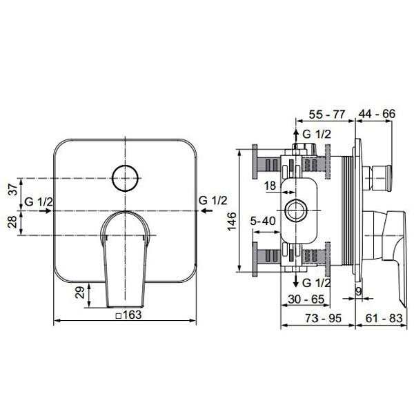Baterie cada Ideal Standard Tesi, fara corp ingropat, crom - A6586AA