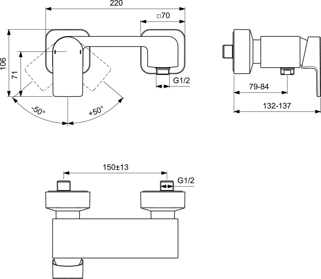 Baterie dus Ideal Standard Edge, crom - A7120AA