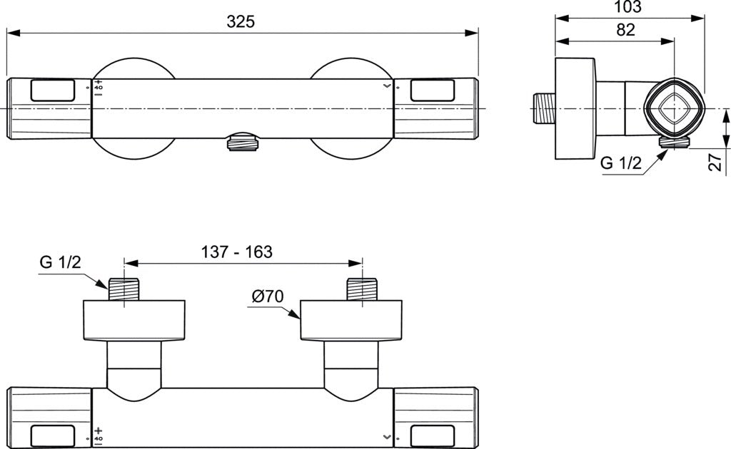 Baterie dus Ideal Standard Ceratherm T100, termostatic crom - A7229AA