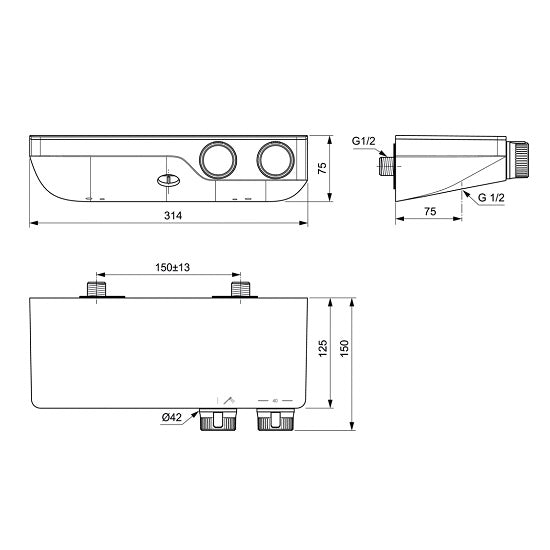 Baterie dus Ideal Standard Ceratherm S200, termostatic, crom - A7329AA