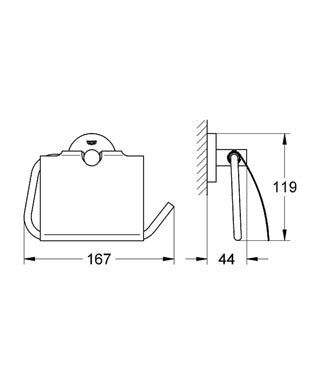 Suport hartie igienica Grohe Essentials cu capac protectie-40367001