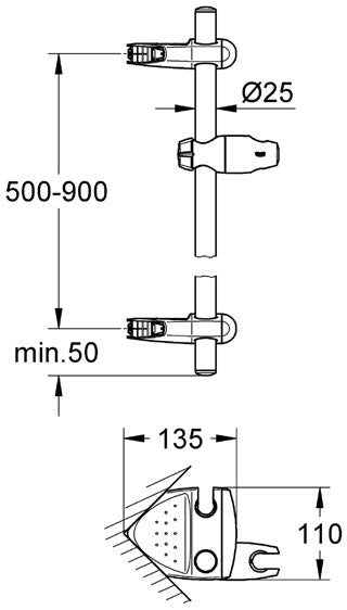 Bara dus lungime 900 mm Grohe Movario-28399000