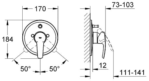 Baterie baie Grohe - Eurostyle-19506001