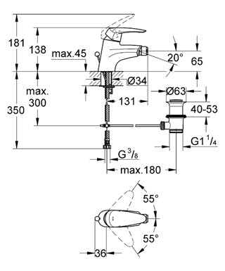 Baterie bideu 1/2"  Grohe - Eurodisc