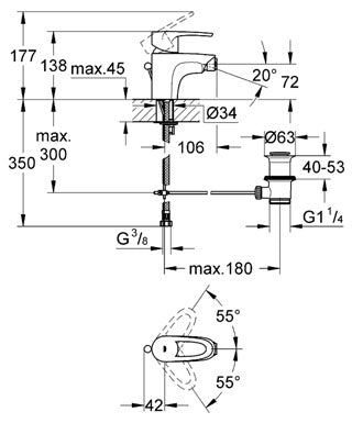 BATERIE BIDEU 1/2" Grohe -Europlus