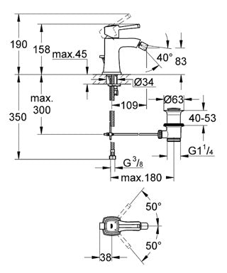 Baterie bideu monocomanda Grohe Grandera cod-23315IG0