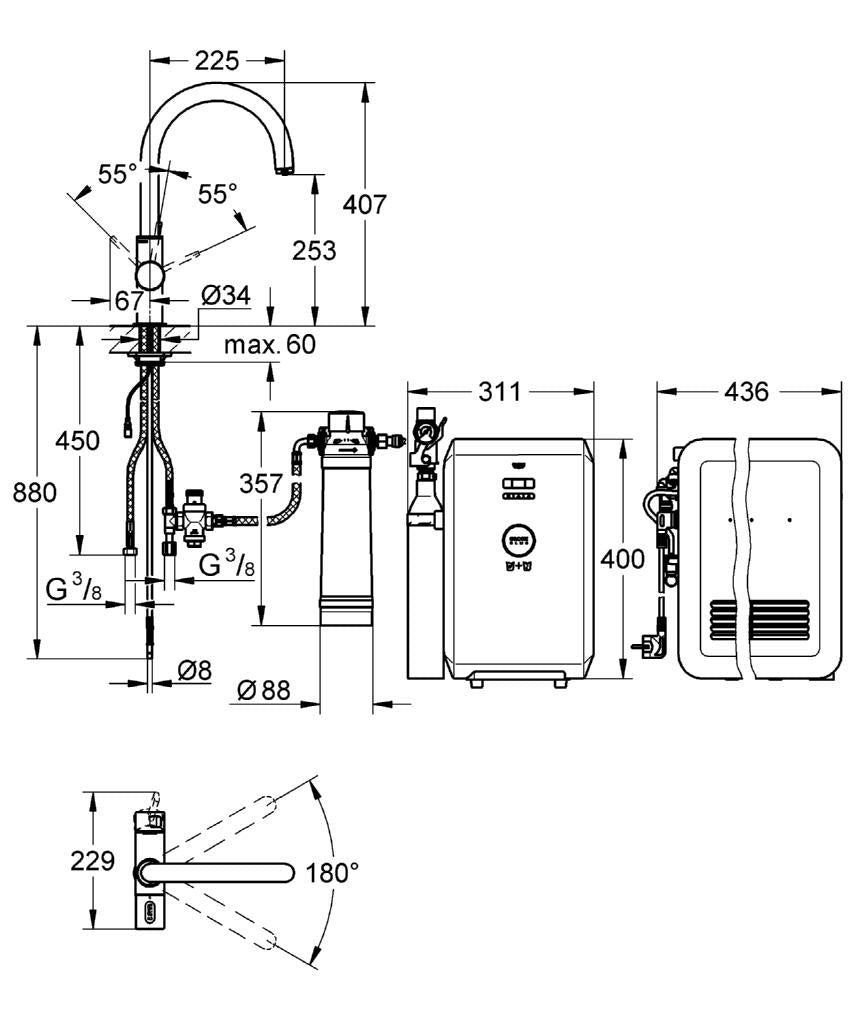 Baterie bucatarie cu filtru apa Grohe Blue2-31323001