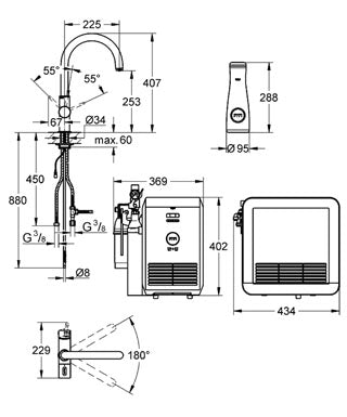 Baterie bucatarie cu filtru apa Grohe Blue2 otel inoxidabil-31323DC1