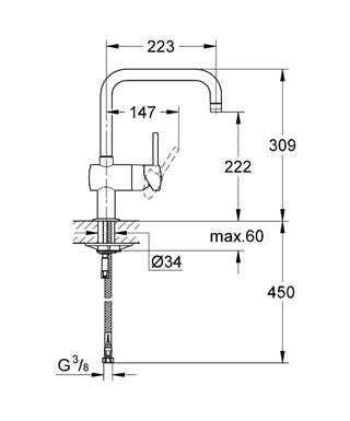 Baterie bucatarie Grohe - Minta- otel inoxidabil-32488DC0