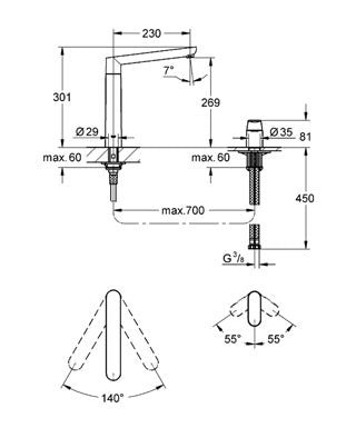 Baterie bucatarie monocomanda 1/2" Bi-flow-Grohe
