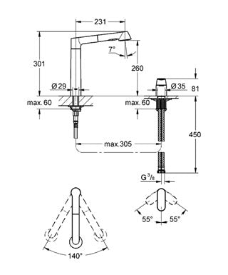 Baterie bucatarie monocomanda 1/2" Bi-flow-Grohe-Grohe K7