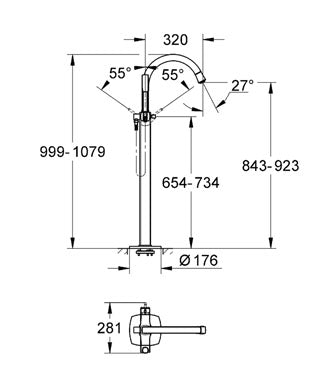 Baterie cada cu montare pe pardoseala Grohe Grandera cod-23318IG0